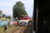 ZSSK 757014 stands at Maly Cepcin with a 60' late R341 0642 Ostrava Svinov - Banska Bystrica (a level crossing incident was the reason for the delay)